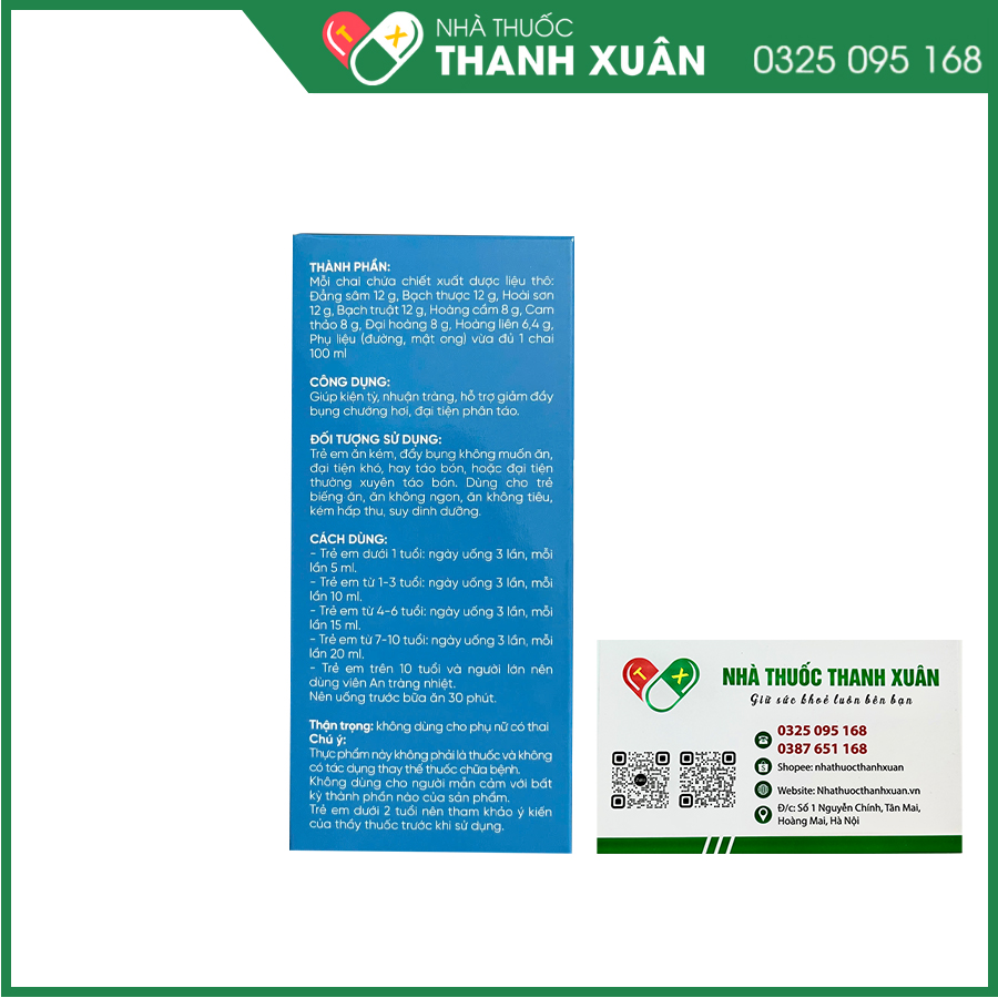 Siro An Tràng Nhiệt giúp hỗ trợ kiện tỳ, nhuận tràng, hỗ trợ giảm đầy bụng chướng hơi, đại tiện phân táo